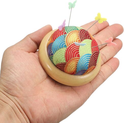 HARFINGTON Pin Cushion Wooden Base Japanese Style Round Pincushion Needle Holder for Sewing Quilting Needlework DIY Crafts, Color Fish Scales in Saudi Arabia