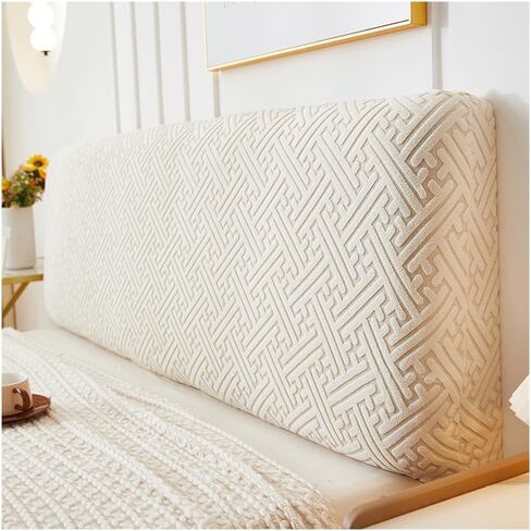 غطاء اللوح الأمامي للسرير القابل للتمدد مقاس كوين كامل، غطاء واقي رأس السرير مقاوم للغبار، غطاء منزلق قابل للغسل من قماش الجاكار لديكور غرفة النوم (رمادي داكن، 70.8 بوصة/1.8 متر) in Kuwait