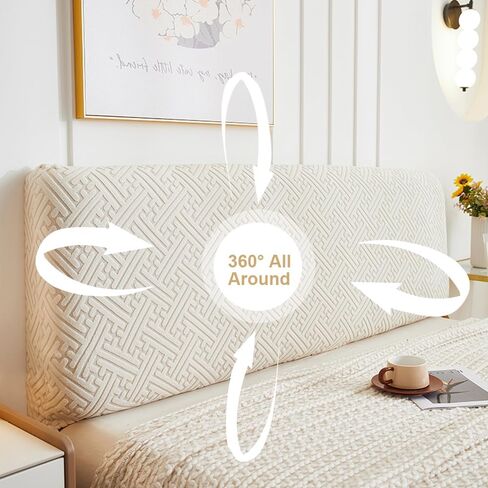 غطاء اللوح الأمامي للسرير القابل للتمدد مقاس كوين كامل، غطاء واقي رأس السرير مقاوم للغبار، غطاء منزلق قابل للغسل من قماش الجاكار لديكور غرفة النوم (رمادي داكن، 70.8 بوصة/1.8 متر) in Kuwait