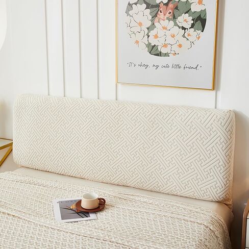 غطاء اللوح الأمامي للسرير القابل للتمدد مقاس كوين كامل، غطاء واقي رأس السرير مقاوم للغبار، غطاء منزلق قابل للغسل من قماش الجاكار لديكور غرفة النوم (رمادي داكن، 70.8 بوصة/1.8 متر) in Kuwait