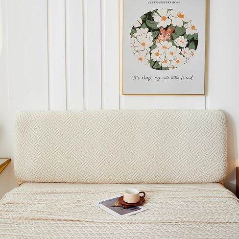 غطاء اللوح الأمامي للسرير القابل للتمدد مقاس كوين كامل، غطاء واقي رأس السرير مقاوم للغبار، غطاء منزلق قابل للغسل من قماش الجاكار لديكور غرفة النوم (رمادي داكن، 70.8 بوصة/1.8 متر) in Kuwait