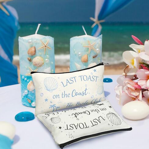 Pinkunn 6 Pcs Bride Tribe Makeup Bag Bride Party Gift Bags Bridesmaid Proposal Cosmetic Bag Watercolor Floral Bridal Purse for Women Girl Wedding Bridal Shower Bachelorette Party Favor in Saudi Arabia
