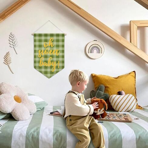 ArtisaEura Baby in Bloom Wall Canvas Banners, Nursery Room Decor, Grey Baby in Bloom Hanging Display Pennant Banner Flags, Girls Nursery Wall Decor for Kids Girls Room Bedroom Playroom in Kuwait