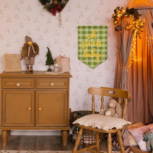 ArtisaEura Baby in Bloom Wall Canvas Banners, Nursery Room Decor, Grey Baby in Bloom Hanging Display Pennant Banner Flags, Girls Nursery Wall Decor for Kids Girls Room Bedroom Playroom in Kuwait