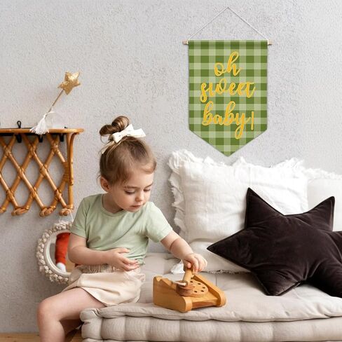 ArtisaEura Baby in Bloom Wall Canvas Banners, Nursery Room Decor, Grey Baby in Bloom Hanging Display Pennant Banner Flags, Girls Nursery Wall Decor for Kids Girls Room Bedroom Playroom in Kuwait