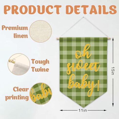 ArtisaEura Baby in Bloom Wall Canvas Banners, Nursery Room Decor, Grey Baby in Bloom Hanging Display Pennant Banner Flags, Girls Nursery Wall Decor for Kids Girls Room Bedroom Playroom in Kuwait