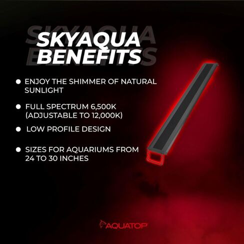 Aquatop SkyAqua Pro LED Aquarium Light, 6,500K Spectrum – Fits 24-30 Inch Tanks – Infrared Remote Control Included – Natural Sunlight Illumination – UL & CSA Listed in Saudi Arabia