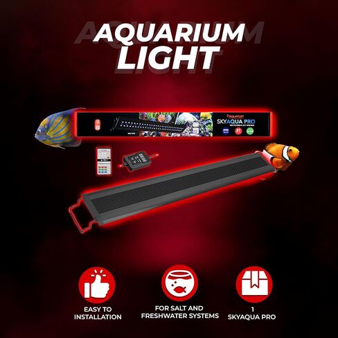Aquatop SkyAqua Pro LED Aquarium Light, 6,500K Spectrum – Fits 24-30 Inch Tanks – Infrared Remote Control Included – Natural Sunlight Illumination – UL & CSA Listed in Saudi Arabia