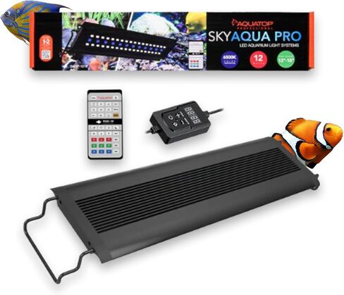 Aquatop Skyqua Pro Lead Lead Aquarium Light ، طيف 6500 كيلو متر-يناسب 24-30 بوصة-مكافحة عن بعد الأشعة تحت الحمراء المشمولة-إضاءة أشعة الشمس الطبيعية-UL & CSA مدرجة in Kuwait