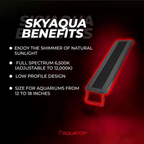 Aquatop Skyqua Pro Lead Lead Aquarium Light ، طيف 6500 كيلو متر-يناسب 24-30 بوصة-مكافحة عن بعد الأشعة تحت الحمراء المشمولة-إضاءة أشعة الشمس الطبيعية-UL & CSA مدرجة in Kuwait