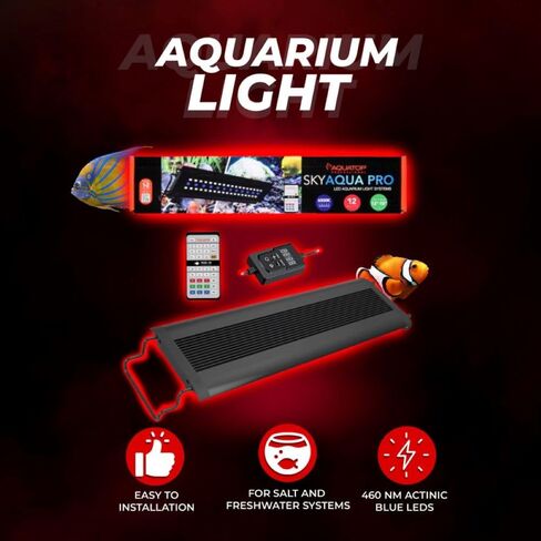 Aquatop Skyqua Pro Lead Lead Aquarium Light ، طيف 6500 كيلو متر-يناسب 24-30 بوصة-مكافحة عن بعد الأشعة تحت الحمراء المشمولة-إضاءة أشعة الشمس الطبيعية-UL & CSA مدرجة in Kuwait