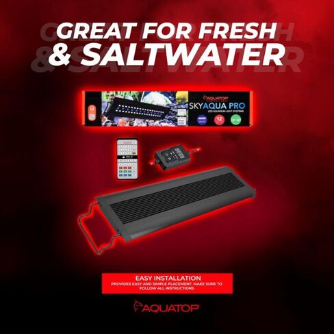 Aquatop Skyqua Pro Lead Lead Aquarium Light ، طيف 6500 كيلو متر-يناسب 24-30 بوصة-مكافحة عن بعد الأشعة تحت الحمراء المشمولة-إضاءة أشعة الشمس الطبيعية-UL & CSA مدرجة in Kuwait