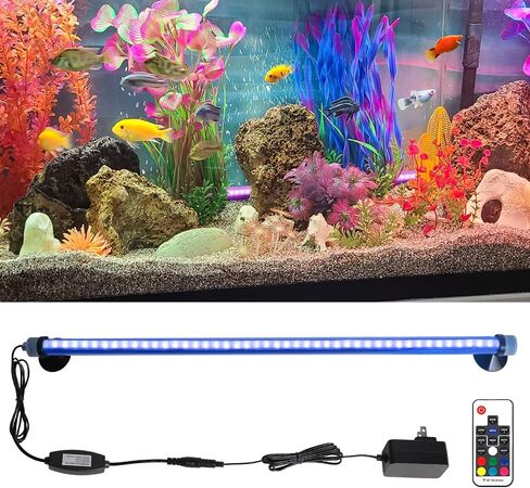Submersible Fish Tank Aquarium Light: Bright Aquarium Lighting Full Spectrum - Adjustable Brightness Colors Change Underwater Led Strips with Remote and Suction Cups for Aquarium Fish Tank-5in in Kuwait