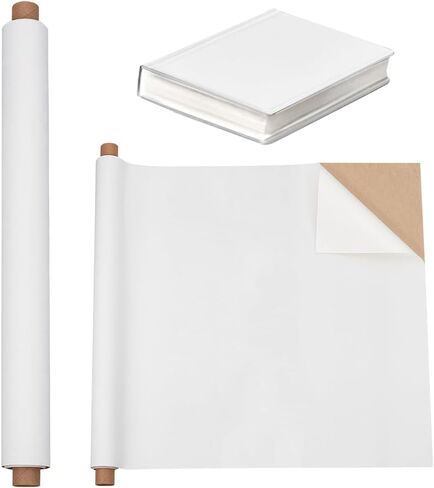 OLYCRAFT 39.4x15.7 Inch Notebook Binding Cloth White Self-Adhesive Bookcover Polyester Fabric with Paper Backed Cloth DIY Notebook Cloth Protective Cover for Notebook Binding Scrapbooking Album DIY in Kuwait