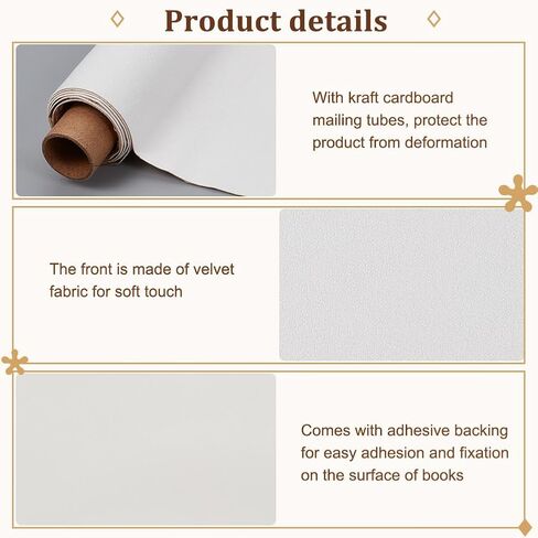 OLYCRAFT 39.4x15.7 Inch Notebook Binding Cloth White Self-Adhesive Bookcover Polyester Fabric with Paper Backed Cloth DIY Notebook Cloth Protective Cover for Notebook Binding Scrapbooking Album DIY in Kuwait