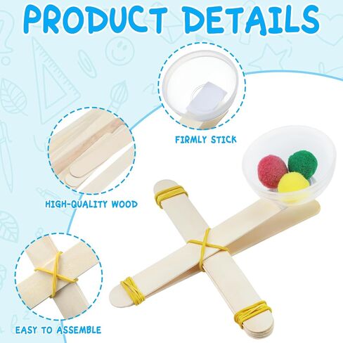 24 Sets Stem DIY Catapult Craft Kit Craft Stick Catapults Kit for Educational and Learning Activities Camp Crafts Supplies (Colorful) in Saudi Arabia
