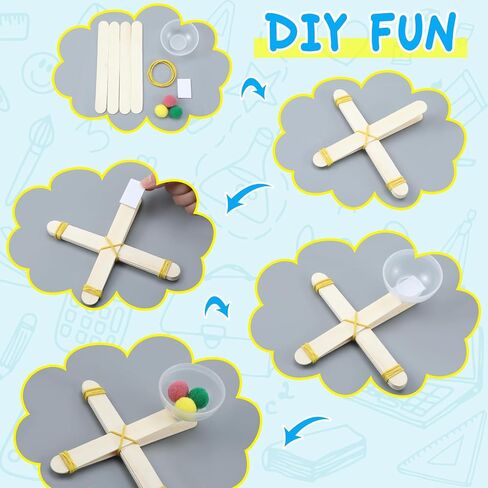 24 Sets Stem DIY Catapult Craft Kit Craft Stick Catapults Kit for Educational and Learning Activities Camp Crafts Supplies (Colorful) in Saudi Arabia