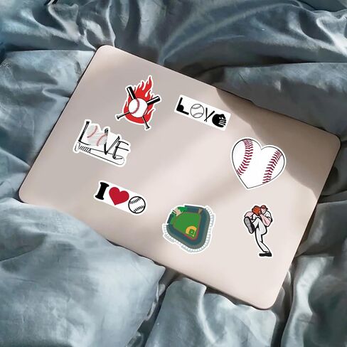 50Pcs Baseball Sport Stickers, Cool Sport Baseball Waterproof Vinyl Decal for Adult Teen Kids Notebook Water Bottle, Laptop, Luggage, Phone, Skateboard, Helmet, Guitar, Scrapbook in Saudi Arabia