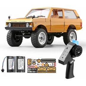 MN-168 1/12 RC Crawler 4x4 على الطرق الوعرة ، شاحنة التحكم عن بعد 2.4 جيجا هرتز مع الأضواء الأمامية والخلفية ، بطاريات 2x 1200mAh ، متسلق الصخور 4WD 4WD (RTR ، الأصفر)