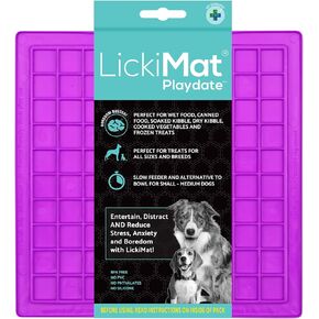 Lickimat Classic Playder Player Player for Dogs Lick Mat Mat Bored Boryiety مخفض مثالي لعلاج الطعام الزبادي السائل بديل زبدة الفول السوداني البديل لوعاء الكلب البطيء الأرجواني والأرجواني