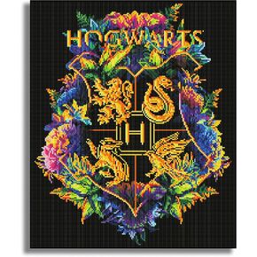 Crafthub Harry Potter Diamond Art - Hogwarts Crest - Owndities - 5D Diamond Painting Kit & Tools - مع صواني كبيرة وأقلام خفيفة - بضائع مرخصة رسميًا - 19.7 '× 23.6 "