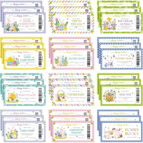 Tenare 48 PCS كوبونات عيد الفصح تعيين كوبونات بيض الأرنب الجدة هدايا عيد الفصح عناصر سلة الحشو لأحداث موضوع الحفلات