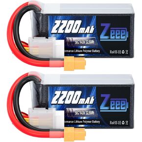 Zeee 4S 2200mAh pratice Lipo Lipo 50C 14.8V حزمة Soft Pack RC مع موصل XT60 لـ RC Car Truck RC Airplane Helicopter Drone FPV UAV RC Hobby (2 Pack)