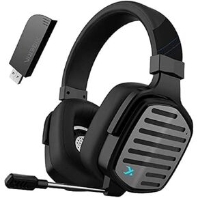 G02 Wireless Gaming Headset with Mic for PS5 PS4 PC Gaming - Detachable Magnetic Ear Cups - DarkBlack