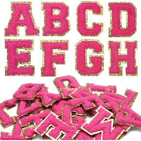 26 PCS بقع لاصقة ذاتية تصحيحات Chenille ، بقع أحرف اسكواش خضراء 2.2 بوصة ملصقات أحرف A-Z لالتقاطات الظهر على الظهر.