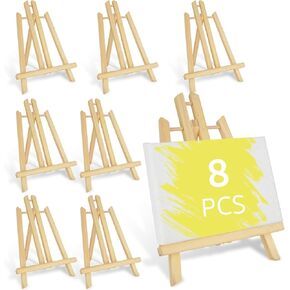 8PCS Tabletop Easel 11.8" Wood Easels Portable Tripod Paint Easel for Canvas Painting，Art Canvas Display, Kids, Classroom