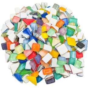 500g/1.1lb Crystal Glass Mosaic Tiles,Glass Mosaic Pieces for Crafts,Irregular Mosaic Pieces for Home Decoration or DIY Crafts,Mosaic Making Supplies. (Mixed Color)