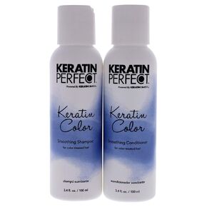 Keratin Perfect - Color Travel Duo - Shampoo & Conditioner - Reduce Dull Hair - Glossy Shine - For Color Treated Hair - Moisture Retain - Sulfate Paraben Free - 3.4 Oz