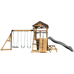 الاكتشاف في الفناء الخلفي ، Endeavor II Cedar Wood Swing مجموعة مع شريحة موجة ، منصة لعب ، جدار صخري مزدوج ، طاولة نزهة ، جدار التسلق ، تقلبات الحزام ، أرجوحة الويب ، تلسكوب الألعاب ، سلم الخطوة ، Playset في الهواء الطلق