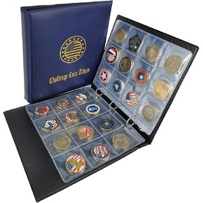 ألبوم التحدي عملة Coin 2.4'x2.4 '' يحمل 120 عرض ميداليات عملة عسكرية كبيرة وتخزين