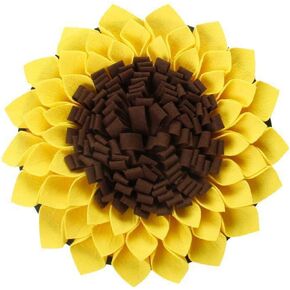 Muloo Dog Snuffe Mat Felective Puzzle Feeders بطيئة التغذية شكل عباد الشمس تحسين الذكاء لجرى الأرنب الكلب علف الكلب الحصيرة الأصفر+البني ، تقريبا. 38x38cm/14.96x14.96in