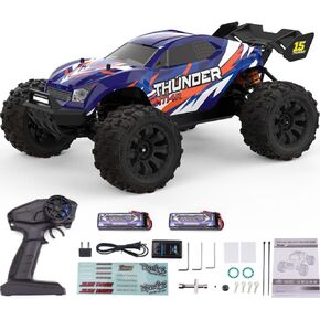 1: 14 RC Racing car,Equipped with 2 3S Rechargeable Batteries,4WD 80km/h,Brushless Motor 2.4G Remote Control,High-Speed Off-Road RC Truck (MT14R Light Blue)