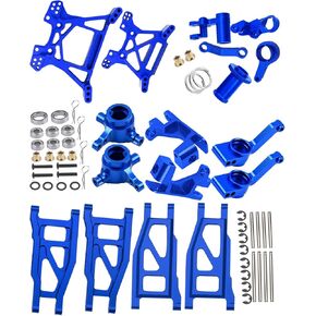 ترقيات جزء ل 1/10 Rustler 4x4 VXL/Rustler 4x4 ، مجموعة برج الصدمة من سبائك ، ذراع التعليق الخلفي الأمامي ، كتل التوجيه ، كتلة العجلات ، ناقلات محور العذبة الخلفية ، كتلة التوجيه ، الأزرق البحري