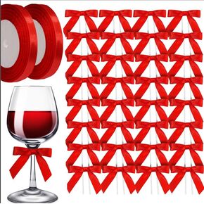 ygdz red bows satin satin set ، 30pcs 3 "أقواس للكيك ، 2pcs 3/8"
