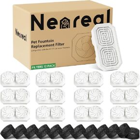 Official 6-Pack Replacement Filters and Pre-Filter Sponges for 108 oz / 3.2 L Stainless Steel Cat Water Fountain