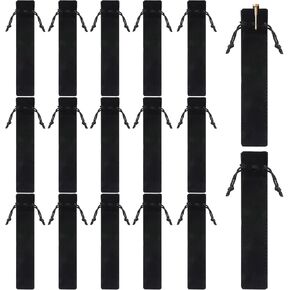 100 PCS Velvet Pen Pouches Nylon Draysring Pen Sleeve Holder ، Soft Single Pen Bag Black Pencil Case for Student Office Office Business Scholar