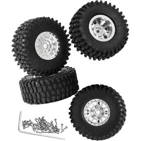 إطارات عجلات RC لـ 1/18 TRX4M ، HEX قابلة للفصل إطارات الصحراء الإطارات الثلجية ، إطارات شاحنة RC ، 4 مساءً الفضة