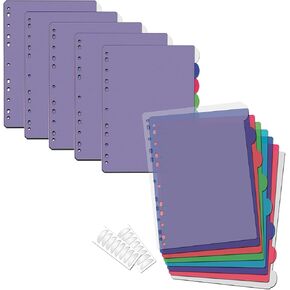 منتجات Office Better 8 Tab Plastic Binder Index Disterers ، علامات تبويب مؤشرات مستديرة كبيرة ، 36 حزمة ، فواصل بولي متعددة الألوان لثلاثة رنين ، مع ملصقات بيضاء ، مربع من 36 مجموعة
