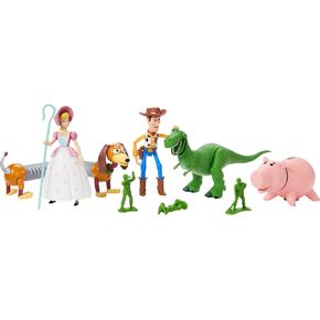 Mattel Disney Pixar Storytellers Pack Facks ، Toy Story 4 بوصة مقياس متعدد الحزم ، وودي ريكس Slinky Dog Hamm Bo-Peep و 4 رجال الجيش