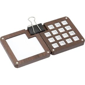 PATIKIL 15 GRIDS MINI PORTABLE PLEETTE ، 12 مساءً لوحة رسم خشبية ، لوحة طلاء سفر مغناطيسية لخلط الجيب مع مقطع للرسامين فنانين اللوحة أكريليك ، بني فاتح