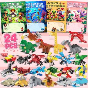 هدايا Enrosa Valentine for Kids Classroom ، 24 عبوة لبنات مع بطاقات عيد الحب للدرس للأطفال ، هدايا عيد الحب في الفصول
