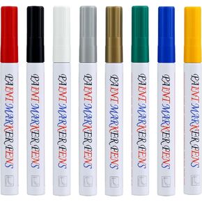 8 Colors Oil-Based Paint Markers, Permanent Waterproof Paint Pens for Rock Painting, Glass, Metal, Wood, Ceramics, DIY Crafts & Art Projects – Medium Tip, Vibrant & Opaque Colors
