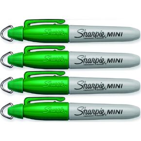 Mini Permanent Markers With Golf Keychain Clips, Fine Point, GREEN Markers - 4 Marker Pack