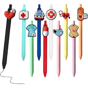 10 PCS Cute Nurse Pens, Fun Cartoon Nurse Pen, Retractable Gel Ink Pens, Multi-Functional Writing Tools for Nurses, Medical Assistant Students, Woman Gifts