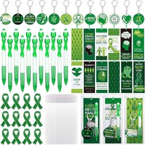yaomiao 180 pcs/ 30 sets ملحق هدية التوعية بالصحة العقلية تشمل 30 قلم التوعية بالأخضر 60