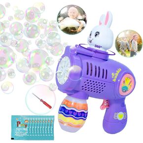 Qixi Bubble Gun ، مسدس صانع الفقاعات ، هدايا الفقاعات للبنين والبنات ، هدايا عيد ميلاد للأطفال الداخليين والخارجية ، هدايا عيد ميلاد لطفله على مدار 3 سنوات Happy
